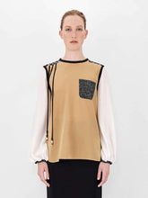 Load image into Gallery viewer, Oscuri Silk Colourblock Tunic Top