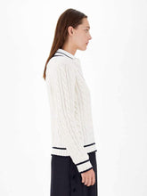 Load image into Gallery viewer, Belgica Cotton Cashmere Cable V-Neck