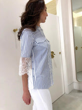 Load image into Gallery viewer, Striped Lace Trim Shirt