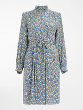 Load image into Gallery viewer, Verbas Silk Printed Puff Sleeve Dresss