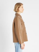 Load image into Gallery viewer, Salmone Button Down Leather Jacket